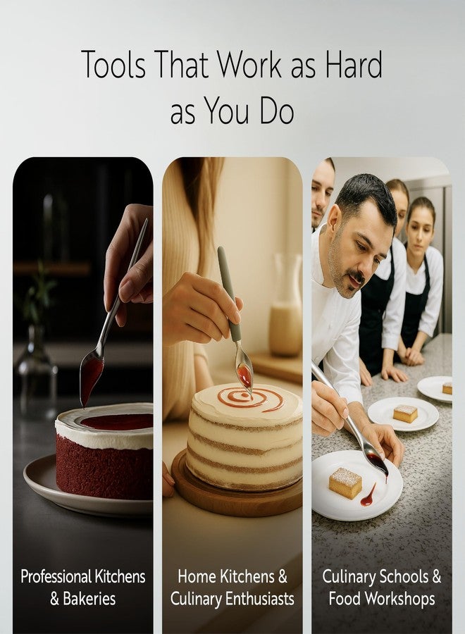 ريستورنت وير ملاعق تزيين مريحة من ريستورانت وير، قطعتان، ملاعق صلصة غير قابلة للتآكل - مع صنبور، ملاعق رش مريحة من الفولاذ المقاوم للصدأ لتزيين الأطباق - Image 5