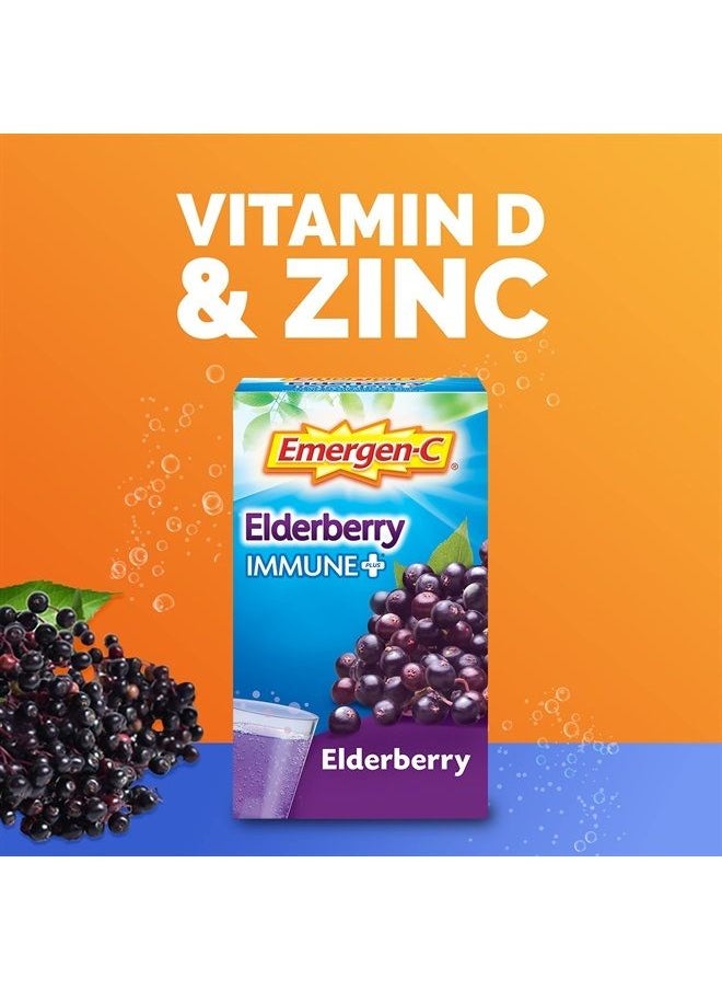 Emergen-C - Immune+ Vitamin C 1000mg (18 Count, Elderberry) Dietary Supplement Fizzy Drink Mix Powder Packets - Image 1