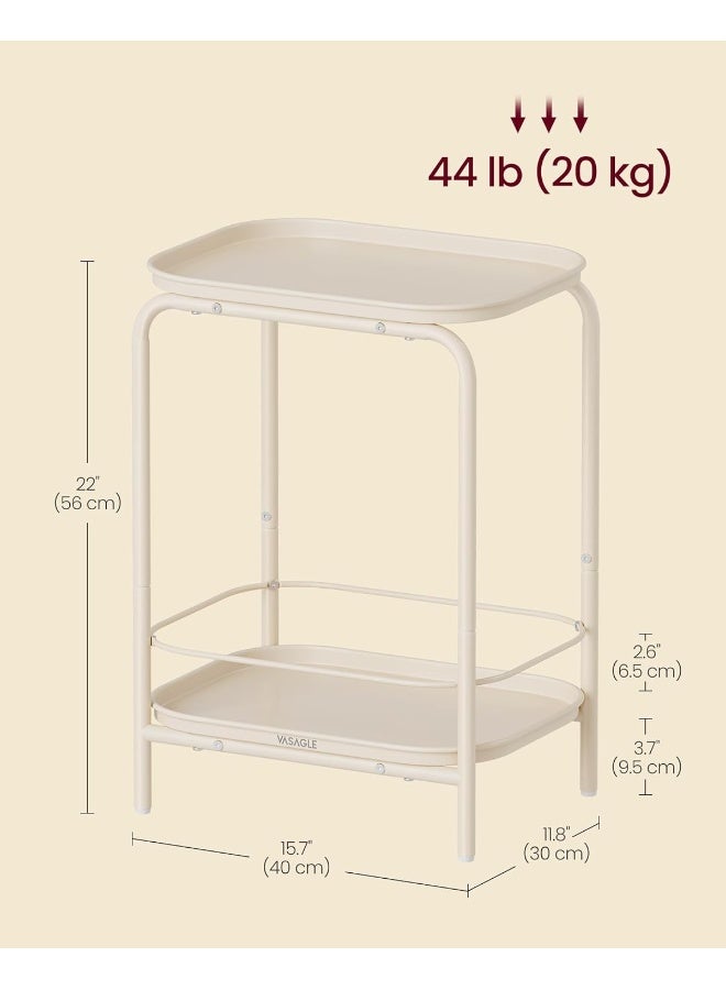 VASAGLE 2-Tier Side Table, Metal End Table, Small Sofa Coffee Table, Nightstand with Tray Surface, Modern Style, for Indoor and Outdoor Use, Living Room, Bedroom, Balcony, Cream White - Image 3