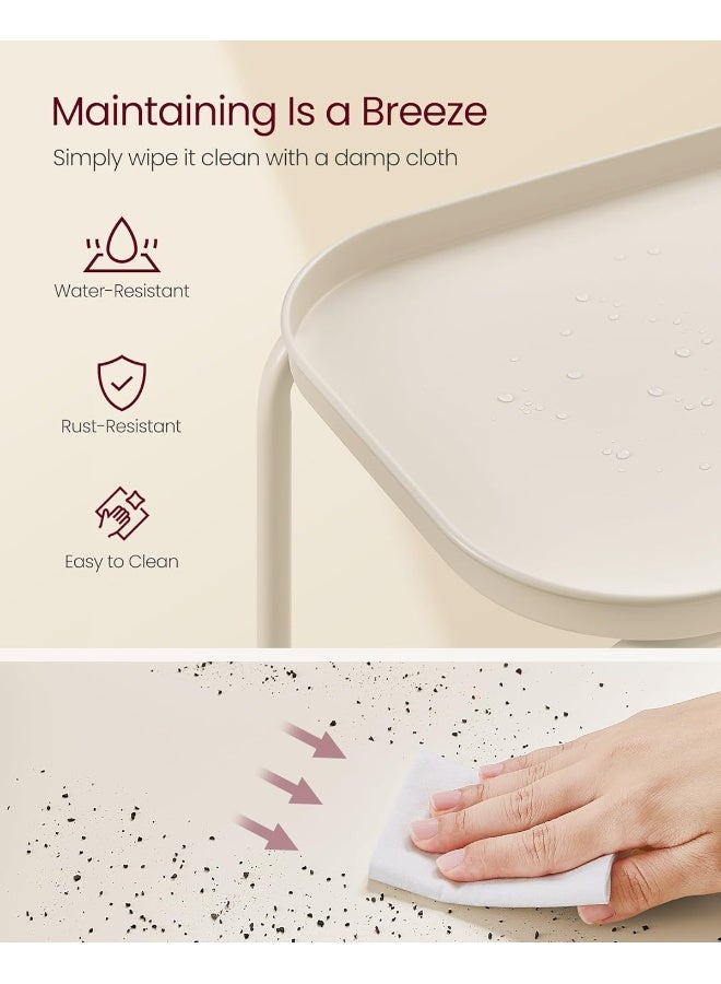 VASAGLE 2-Tier Side Table, Metal End Table, Small Sofa Coffee Table, Nightstand with Tray Surface, Modern Style, for Indoor and Outdoor Use, Living Room, Bedroom, Balcony, Cream White - Image 5