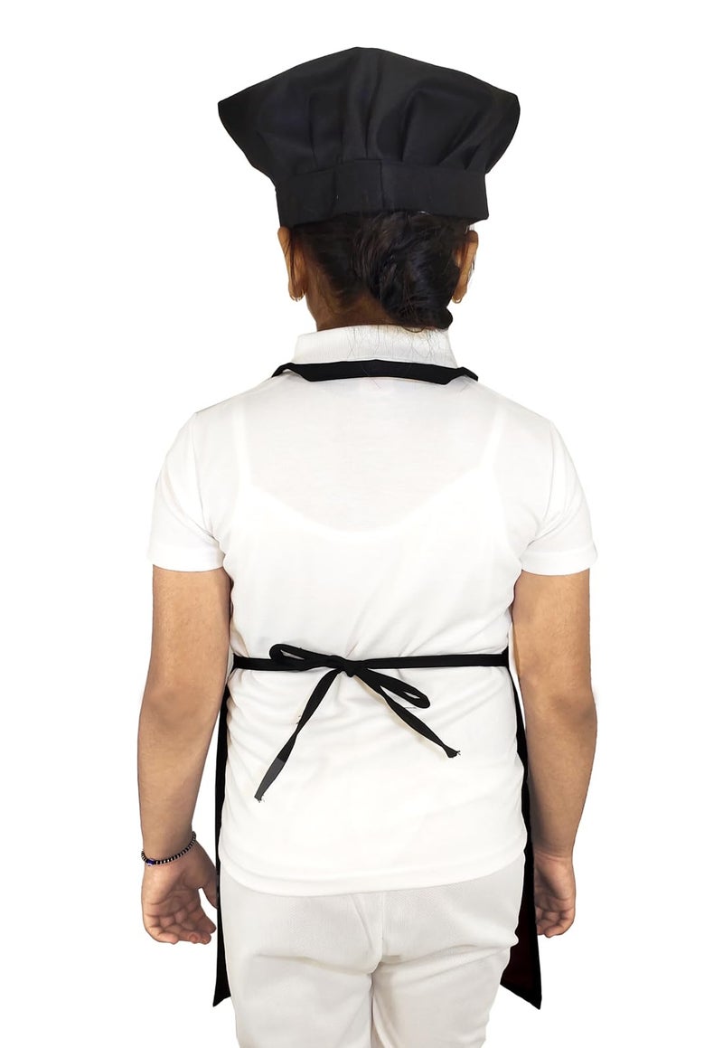 Switchon Polyester Waterproof Adjustable Kids Multi purpose Cooking Apron with a chef cap School Apron - for 6 years to 12 years Proudly made in india (Black) - Image 2