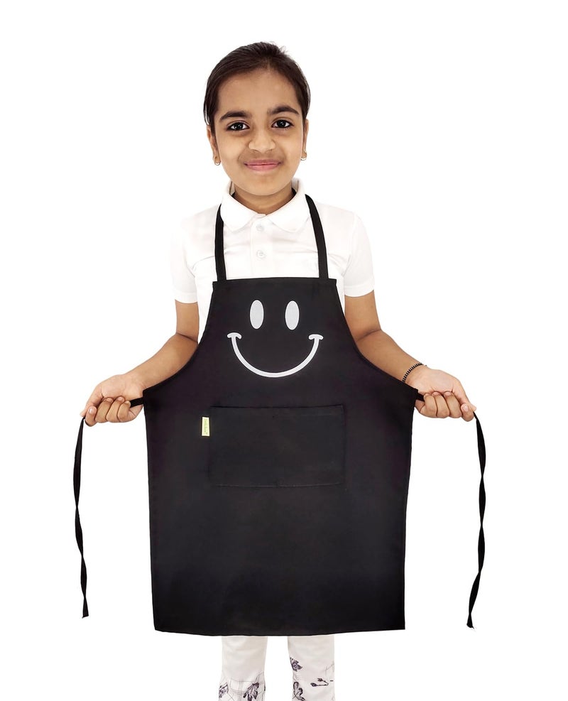 Switchon Polyester Waterproof Adjustable Kids Multi purpose Cooking Apron with a chef cap School Apron - for 6 years to 12 years Proudly made in india (Black) - Image 3