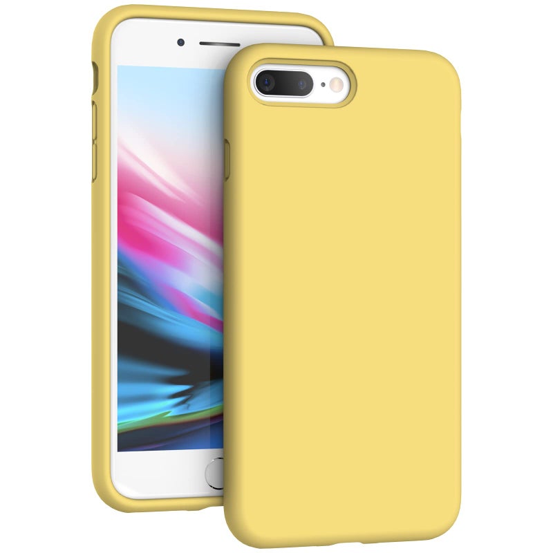 K TOMOTO Compatible with iPhone 8 PlusiPhone 7 Plus Case 55 Drop Protection AntiScratch Shockproof Liquid Silicone AntiFingerprint Cover with Microfiber Lining Phone Case Yellow