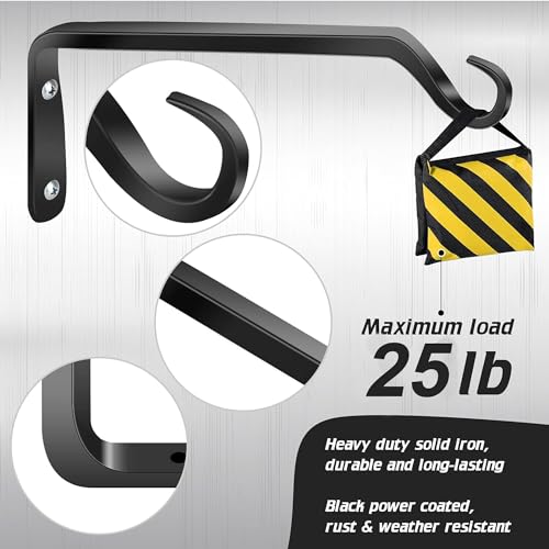Worth Garden 6-Pack 10" Plant Hanger Bracket - Forged Wrought Iron Powder-Coated Heavy Duty Wall Hook - Black Plant Hanging Hooks - Durable and Stable for Bird Feeders, Planters Indoor & Outdoor - Image 3