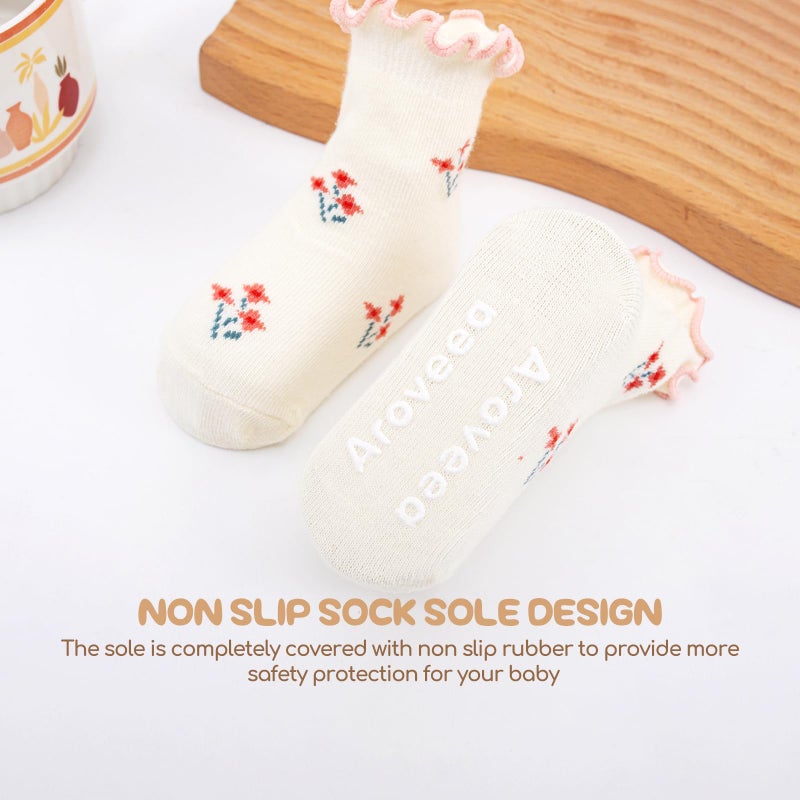 Aroveea Non Slip Grip Ankle Baby Socks 12 Pack for Toddler Boys and Girls Kids Infant Baby Cute Cotton Socks - Image 4