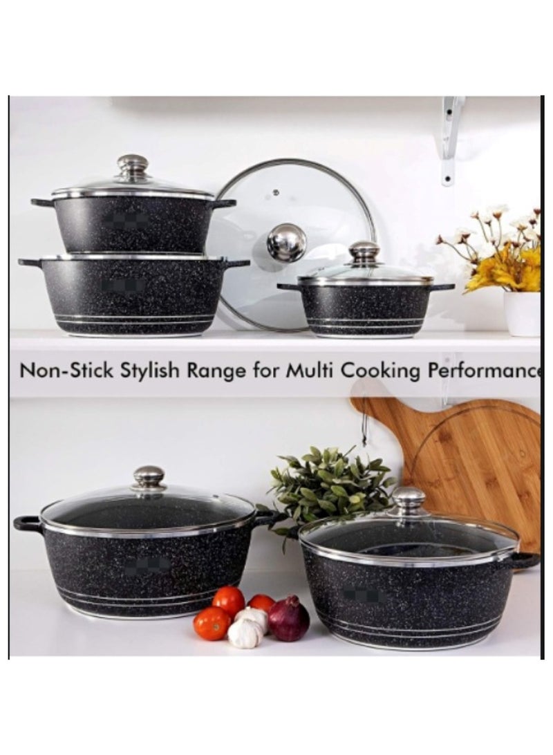 ديسيني طقم أواني طهي ألمنيوم غير لاصقة 10 قطع مع غطاء زجاجي - Image 5