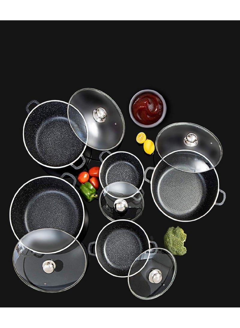 ديسيني طقم أواني طهي ألمنيوم غير لاصقة 10 قطع مع غطاء زجاجي - Image 4