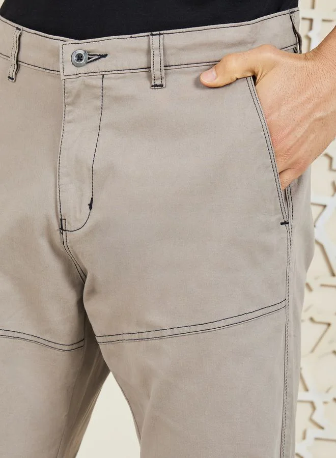Styli Cotton Contrast Stitch Relaxed Fit Chino