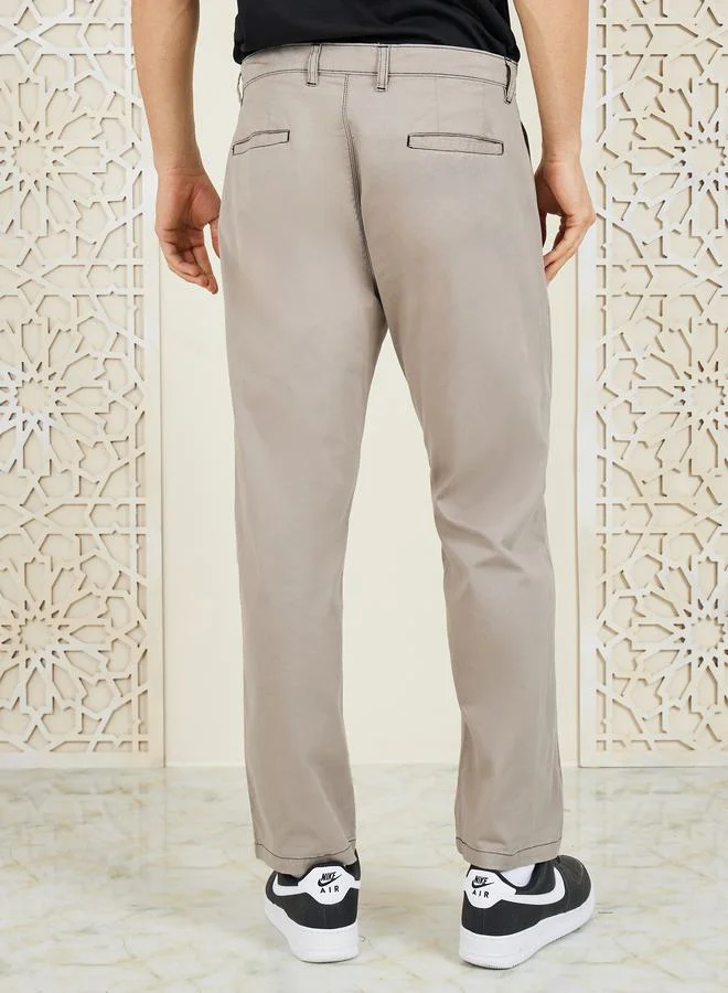Styli Cotton Contrast Stitch Relaxed Fit Chino