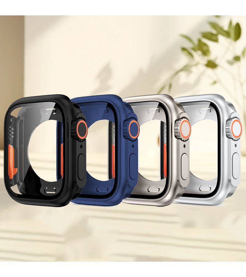 حالة كمبيوتر صلبة لساعة Apple Watch 45 مم 41 مم غطاء Ultra مقاوم للسقوط مع واقي شاشة - Image 1