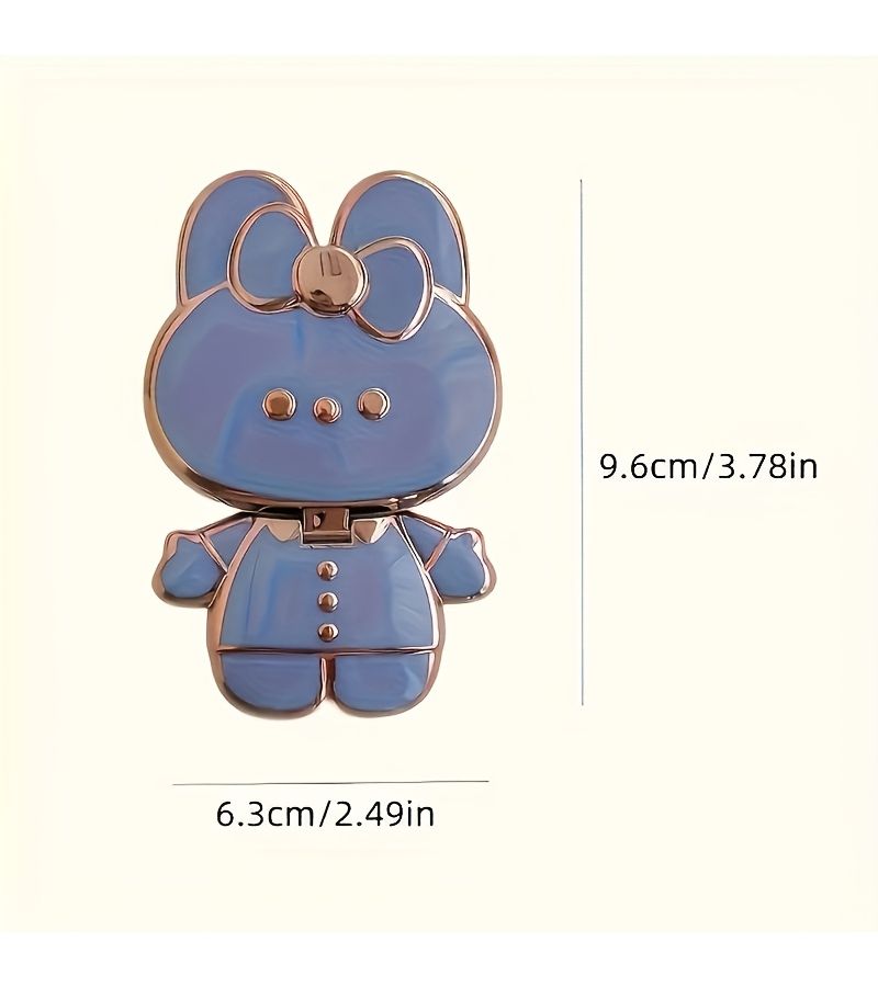 Purple Cute Rabbit Phone Stand with Makeup Mirror Adhesive Mount for Phones - Image 2