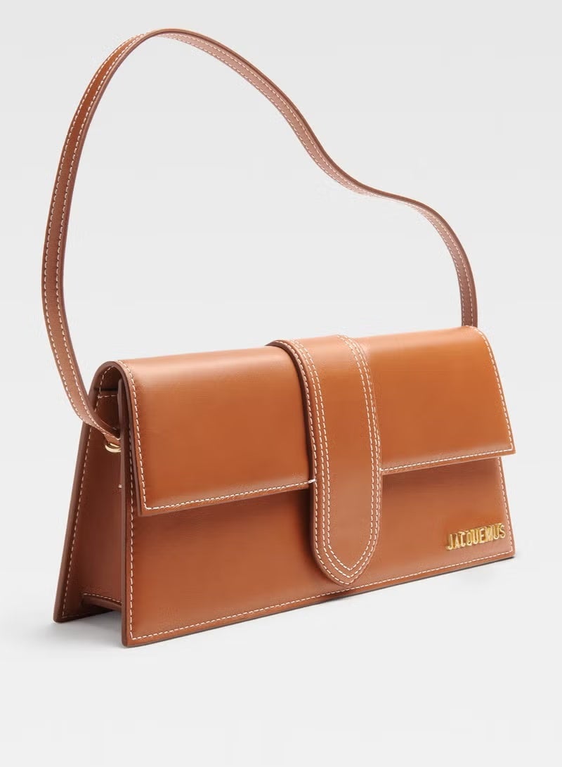 JACQUEMUS The Bambino Long Flap Bag, Women's Hand Bag, Women's Shoulder Bag, Women's Tote Bag, Women's Travel Bag, Light-Brown 28cm - Image 3