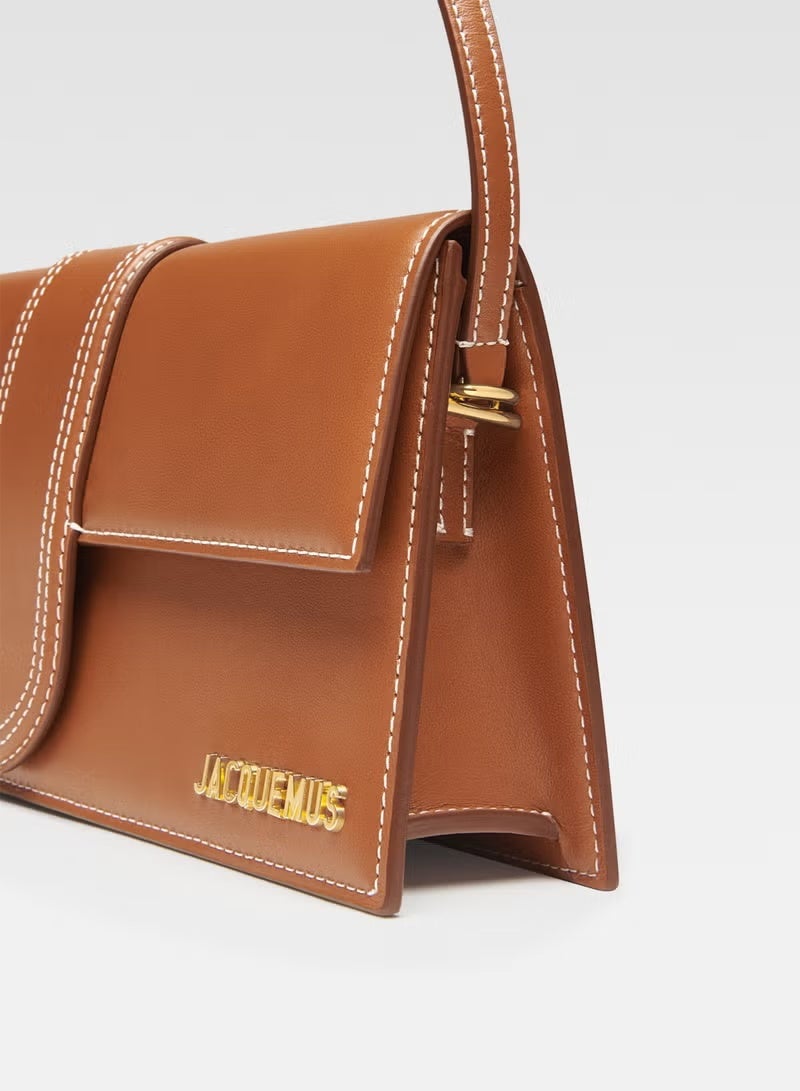 JACQUEMUS The Bambino Long Flap Bag, Women's Hand Bag, Women's Shoulder Bag, Women's Tote Bag, Women's Travel Bag, Light-Brown 28cm - Image 5