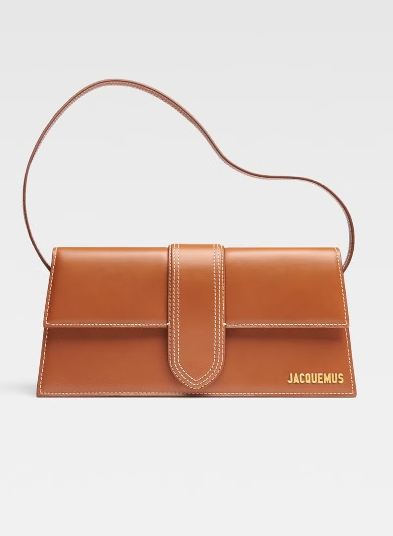JACQUEMUS The Bambino Long Flap Bag, Women's Hand Bag, Women's Shoulder Bag, Women's Tote Bag, Women's Travel Bag, Light-Brown 28cm - Image 1