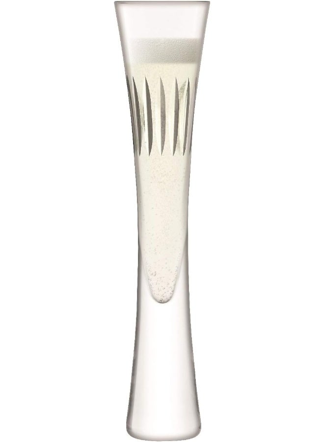 LSA International LSA International Moya Cut Champagne Flute 170ml Clear/Cut | Set of 2 | Handmade Glass | MV33  - Image 3