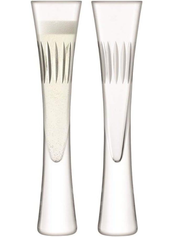 LSA International LSA International Moya Cut Champagne Flute 170ml Clear/Cut | Set of 2 | Handmade Glass | MV33  - Image 1