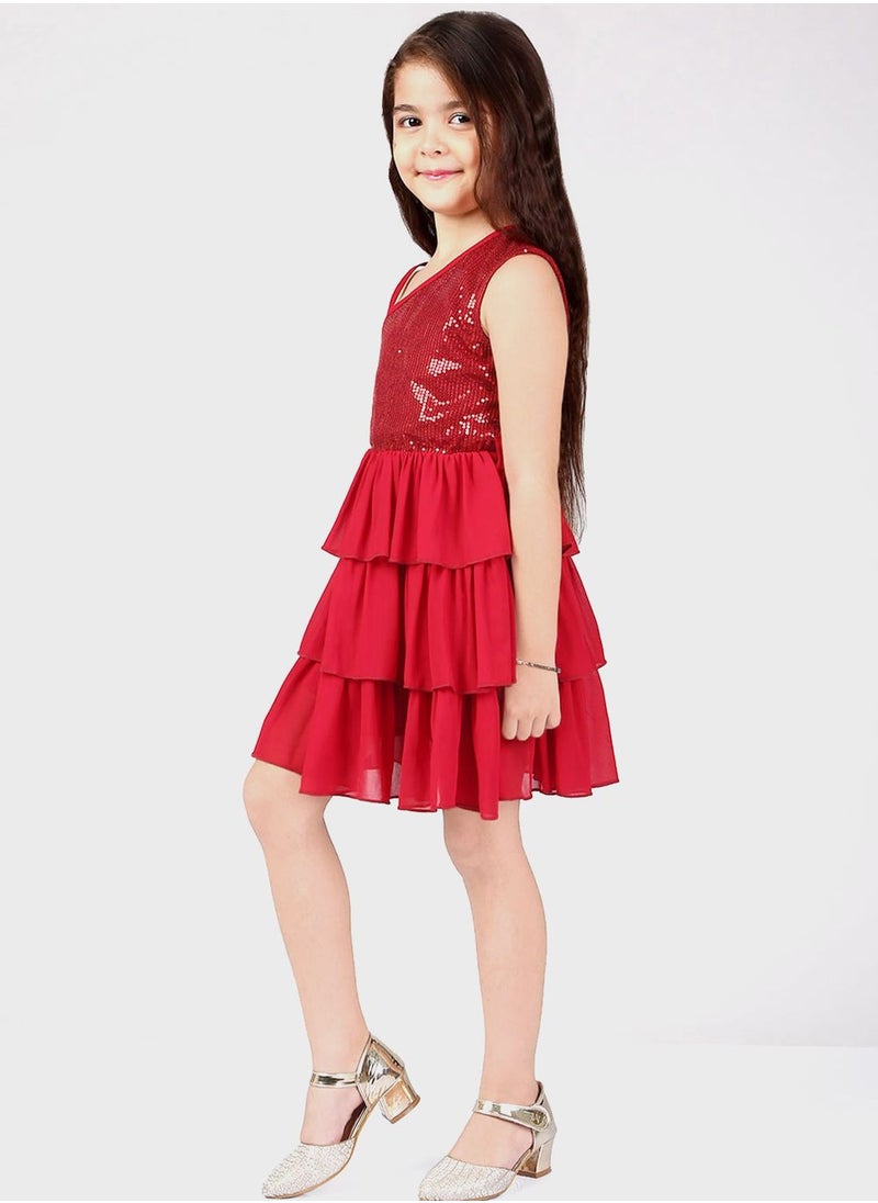 THE VANCA - Kids Sequin Tiered Dress - Image 1
