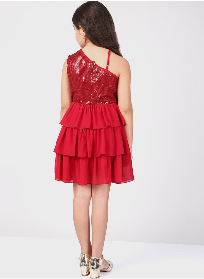 THE VANCA - Kids Sequin Tiered Dress - Image 1