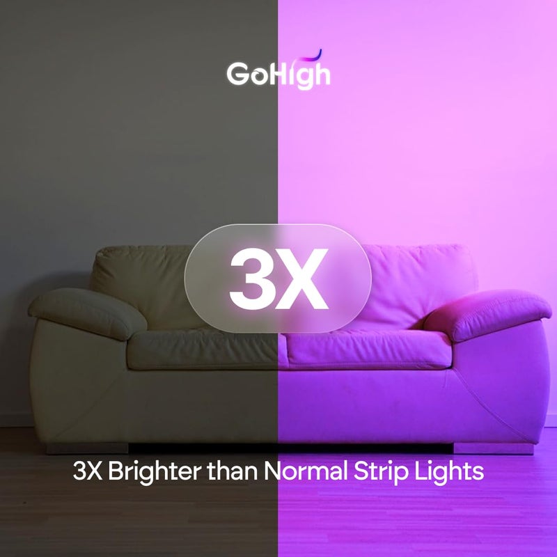 GOHIGH GoHigh Dream RGB LED Strip Lights 12 Volts Smart MultiColor Sync with Music for Bedrooms Gaming Rooms DIY Lighting and Cove Lighting 15 Million Colors 1Year Warranty 30 Meter 10M10M10M  - Image 2