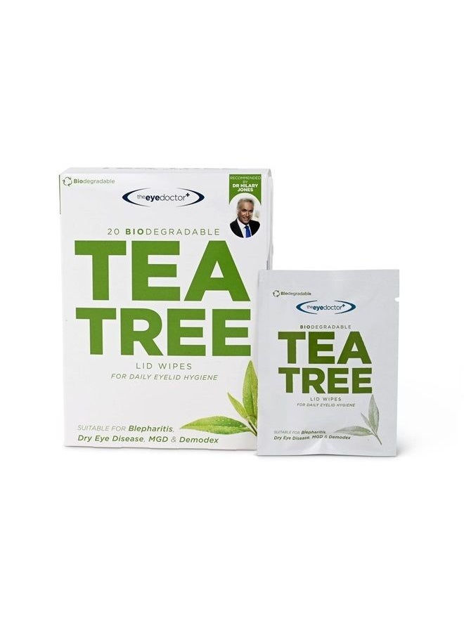 The Eye Doctor Tea Tree Eyelid Wipes - 40x Cleansing Lid Wipes for Dry Eye Blepharitis MGD and Demodex Treatment - Tea Tree, Coconut & Argan Oil 