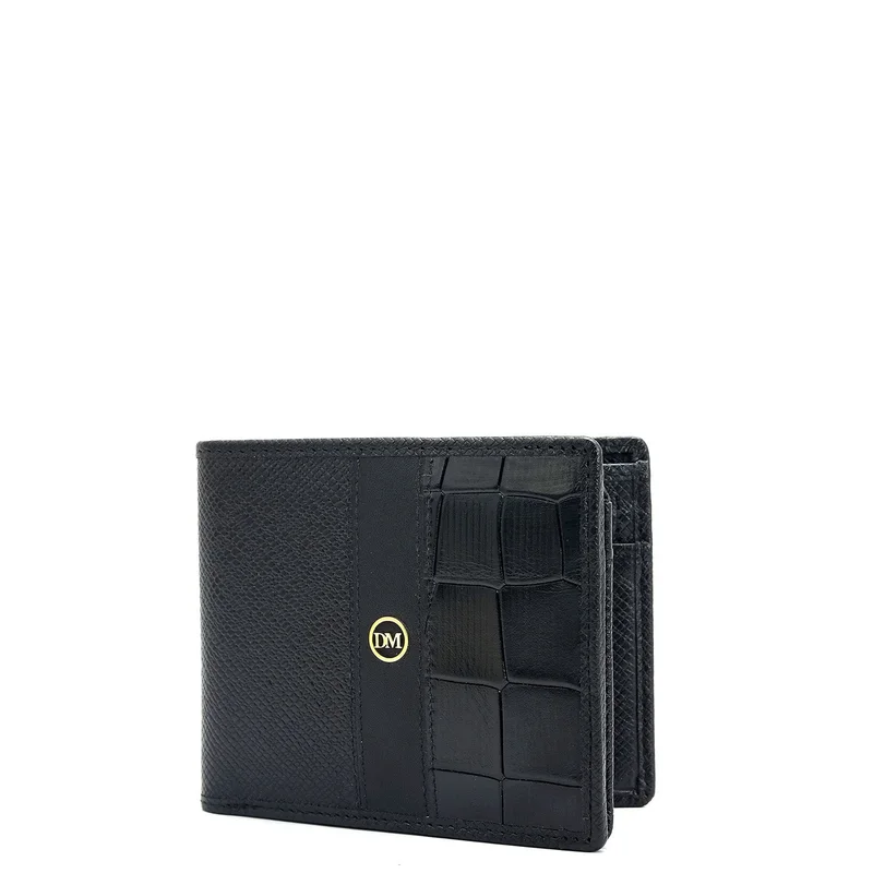 دا ميلانو Franzy Croco Leather Mens Wallet - Black