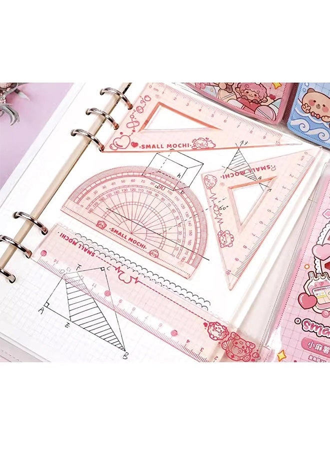 8-Piece Flexible Ruler Set - 15cm/6" Plastic Ruler and Triangle, Shatterproof, Soft and Bendable with Protractor - Math and Geometry Tools - Purple and Pink - Image 5