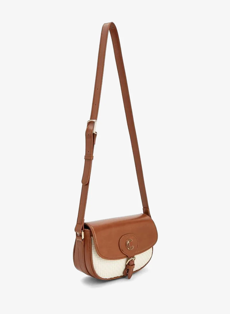 Le Confort Textured Crossbody Bag With Magnetic Button Closure