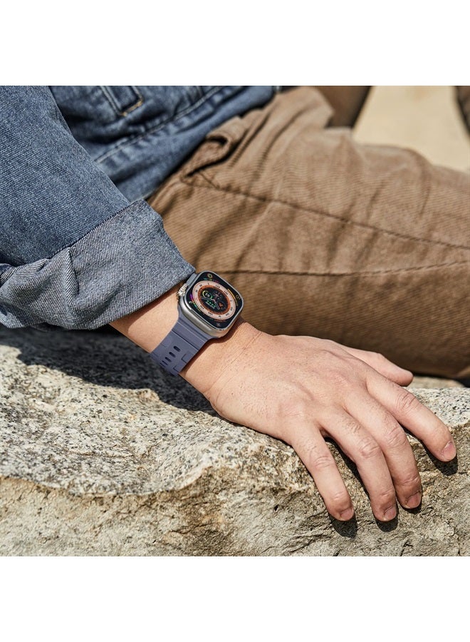 Suitisbest Sport Bands Compatible with Apple Watch Ultra Band 49mm 45mm 44mm 42mm for Men Women, Waterproof Silicone Wristbands Replacement Strap for iWatch Series 8 7 6 5 SE Ultra, Blue Grey/Stone Grey - Image 4