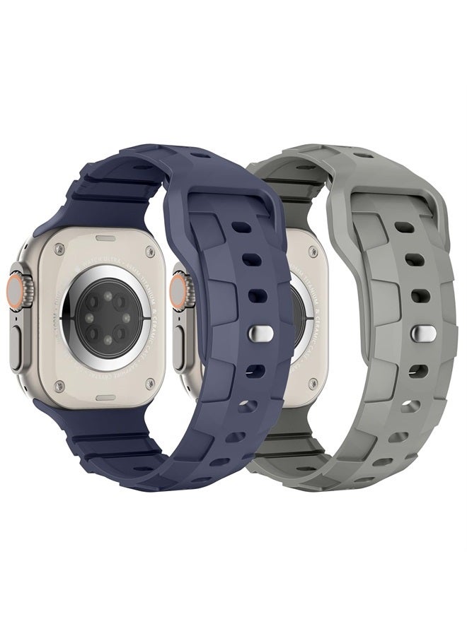 Suitisbest Sport Bands Compatible with Apple Watch Ultra Band 49mm 45mm 44mm 42mm for Men Women, Waterproof Silicone Wristbands Replacement Strap for iWatch Series 8 7 6 5 SE Ultra, Blue Grey/Stone Grey - Image 1