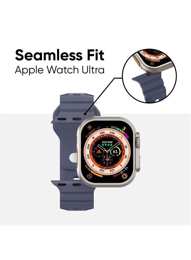 Suitisbest Sport Bands Compatible with Apple Watch Ultra Band 49mm 45mm 44mm 42mm for Men Women, Waterproof Silicone Wristbands Replacement Strap for iWatch Series 8 7 6 5 SE Ultra, Blue Grey/Stone Grey - Image 3