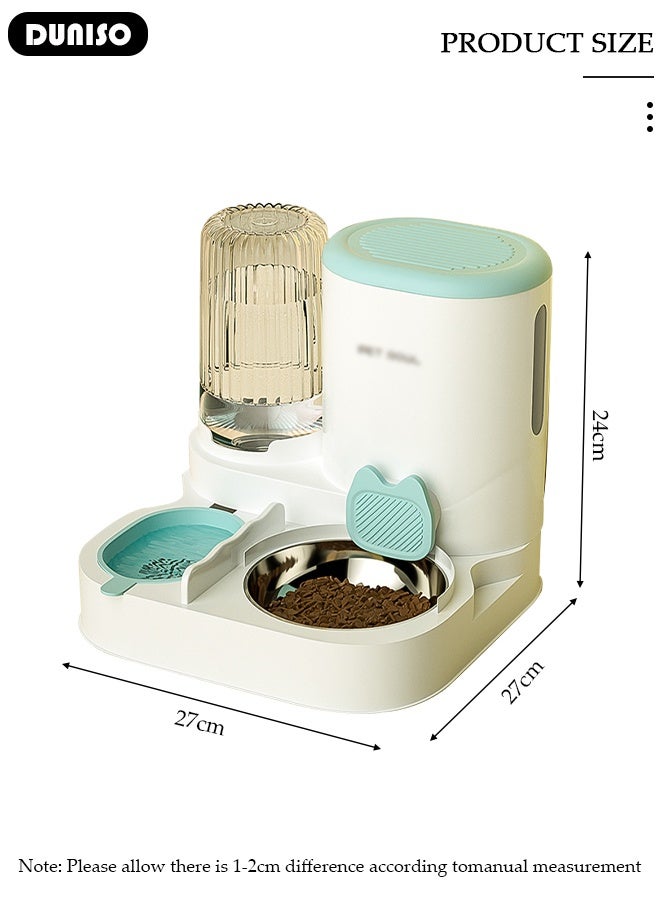DUNISO مغذي أوتوماتيكي وموزع مياه للقطط والكلاب - حاويتان للطعام الجاف/الرطب، مجموعة مغذي وموزع مياه مزدوجة محسّنة بنظام الجاذبية للحيوانات الأليفة - Image 2