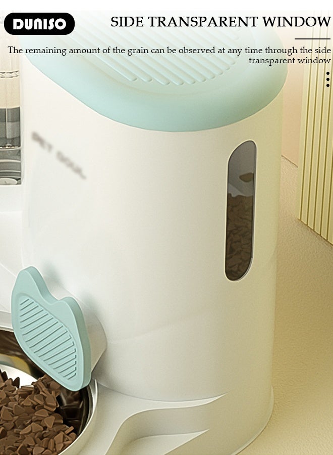 DUNISO مغذي أوتوماتيكي وموزع مياه للقطط والكلاب - حاويتان للطعام الجاف/الرطب، مجموعة مغذي وموزع مياه مزدوجة محسّنة بنظام الجاذبية للحيوانات الأليفة - Image 5