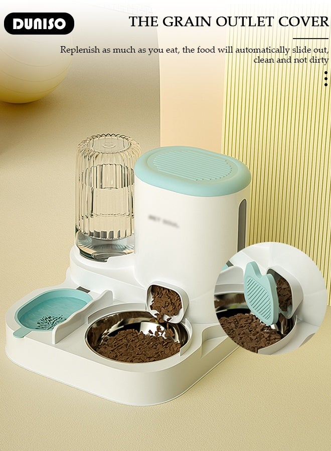 DUNISO مغذي أوتوماتيكي وموزع مياه للقطط والكلاب - حاويتان للطعام الجاف/الرطب، مجموعة مغذي وموزع مياه مزدوجة محسّنة بنظام الجاذبية للحيوانات الأليفة - Image 4