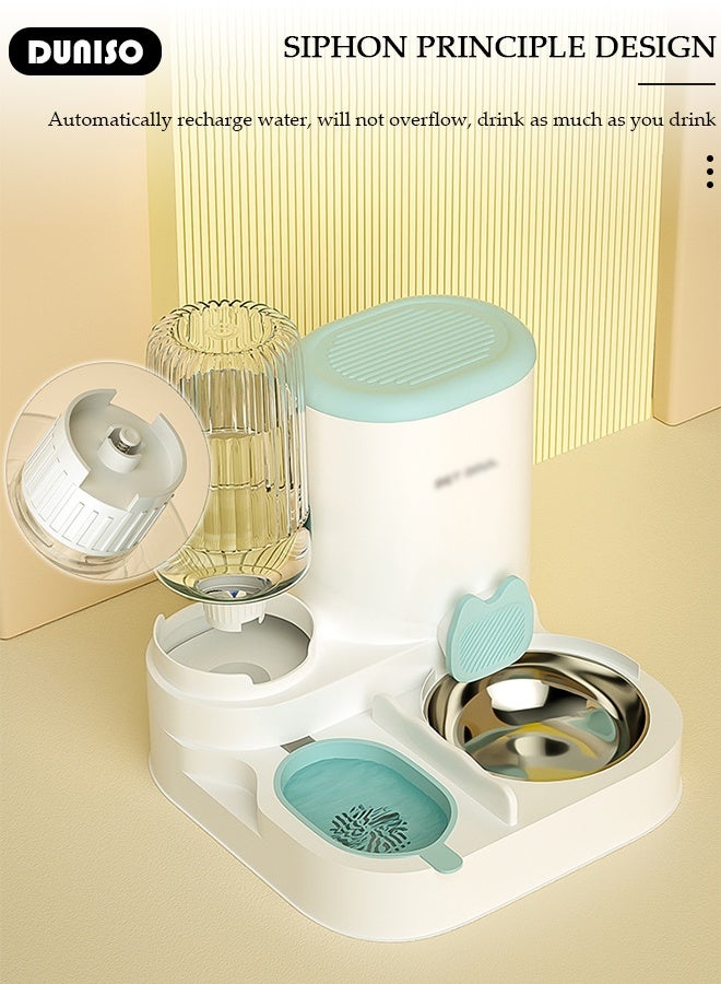 DUNISO مغذي أوتوماتيكي وموزع مياه للقطط والكلاب - حاويتان للطعام الجاف/الرطب، مجموعة مغذي وموزع مياه مزدوجة محسّنة بنظام الجاذبية للحيوانات الأليفة - Image 3