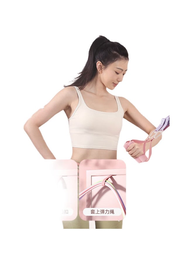 Calliven Resistance Band For Women, Back Stretcher Foot Pedal Elastic Rope Chest Expander Home Beauty Back Shoulder Opener Multi-Functional Trainer 130Lbs + Bar - Image 1