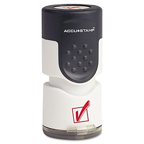AccuStamp 035658 PreInked Round Stamp Check Mark 58Inch Dia Red
