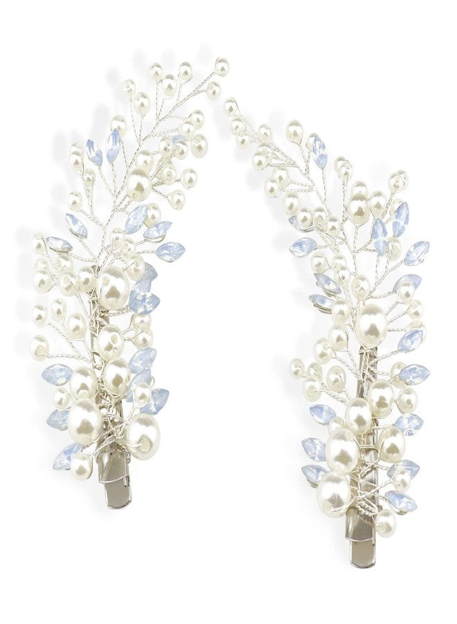Sppry Wedding Pearl Hair Clips（2 Pcs）- Rhinestone Hair Accessories for Bridal Women (Silver) - Image 1