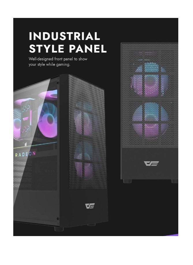 DarkFlash Darkflash A290  ATX / M-ATX/ ITX Gaming PC Case With Pre-Installed 3 ARGB Fan, USB 3.0 For High-Speed Data Transmission, Tempered Glass Side Panel | Industrial Style Front Panel Computer Case  - Image 3