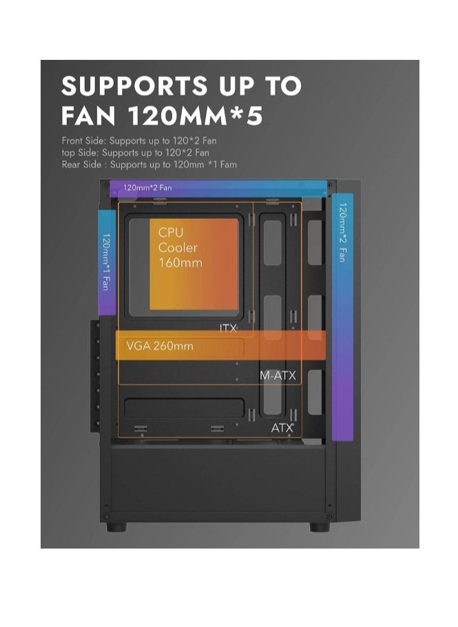 دارك فلاش - حافظة كمبيوتر الألعاب Darkflash A290 ATX / M-ATX/ ITX مع 3 مراوح ARGB مثبتة مسبقًا، ونقل بيانات USB 3.0 عالي السرعة، ولوحة جانبية من الزجاج المقسى | حالة الكمبيوتر اللوحة الأمامية النمط الصناعي - Image 1