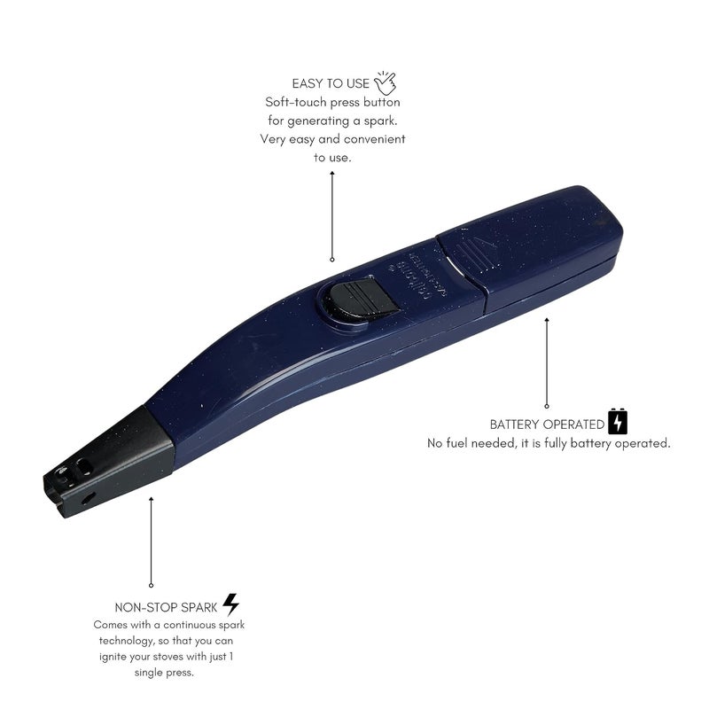 celltone Plastic Zoom Electric Gas Lighter For Kitchen Use Battery Operated Continous Spark Gas Lighter For Stove6 Months Warranty Blue - Image 3