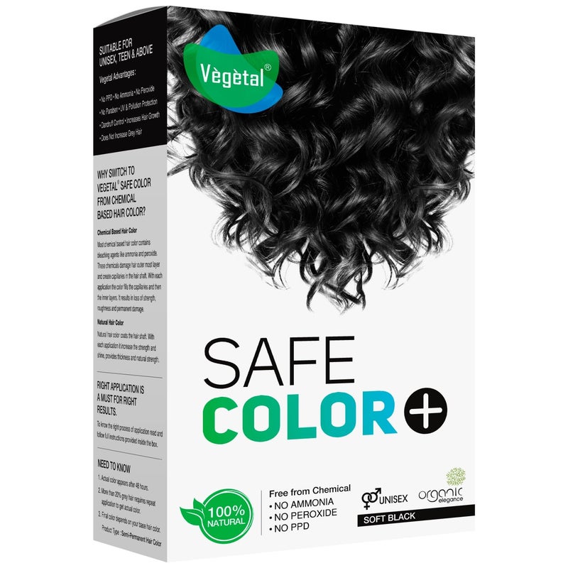 Vegetal Safe Color Natural Hair Colour Soft Black 150g ChemicalFree No Ammonia No Peroxide Unisex - Image 1