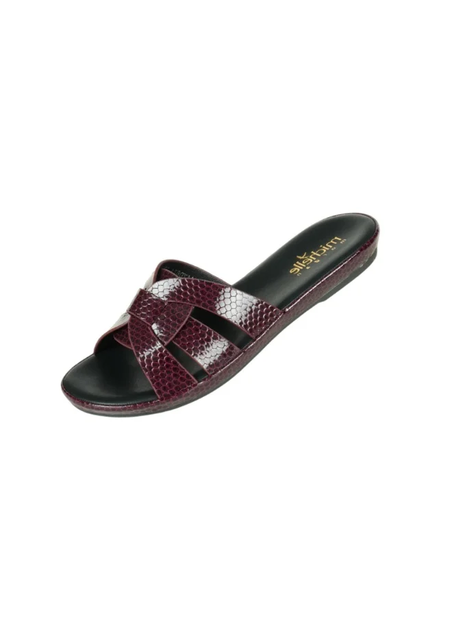 092-2975 Michelle Morgan Ladies Flat Slip on sandals4ZD671 Bordo