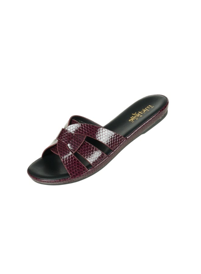 Michelle Morgan 092-2975 Michelle Morgan Ladies Flat Slip on sandals4ZD671 Bordo - Image 1