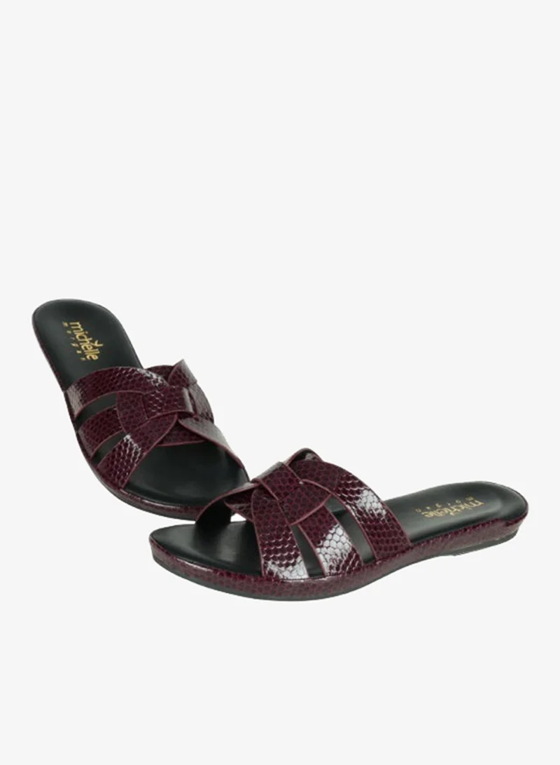 Michelle Morgan Bordo 092-2975 Michelle Morgan Ladies Flat Slip on sandals4ZD671 Bordo for Women | Best Price UAE