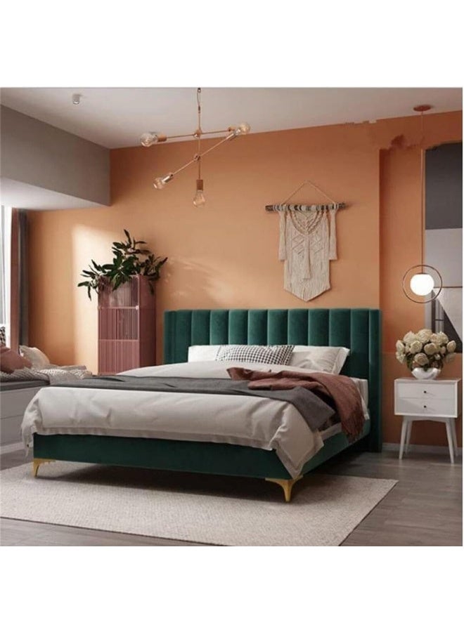 LUXURY LUXE Luxury Luxe Modern King/Queen Bed Frame with Mattress Foundation - Velvet Upholstered Platform Bed  - Image 3