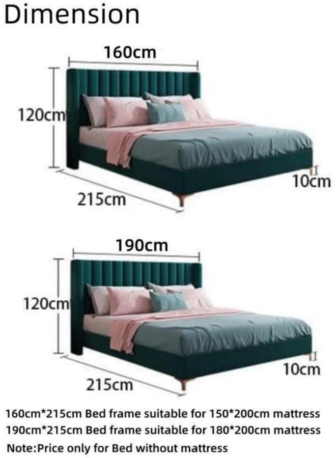 LUXURY LUXE Luxury Luxe Modern King/Queen Bed Frame with Mattress Foundation - Velvet Upholstered Platform Bed  - Image 2