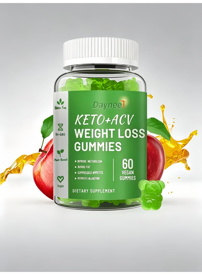 Daynee Keto+ACV Weight Loss Gummies 60 Vegan Gummies - Plant-Based Apple Cider Vinegar Supplement to Improve Metabolism, Burn Fat, Suppress Appetite & Reduce Bloating - Image 1