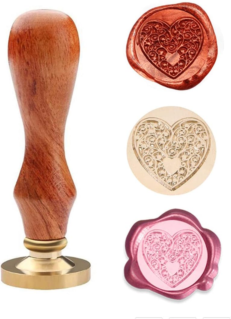 Zikra Wax Seal Stamp Classic Manual Retro Metal Decorate Elegant Rose Stamp Brass Heads and Classic Wooden Handle Sealing Wax Sticks for Invitations Cards Wedding Invitations (Rose) - Image 1