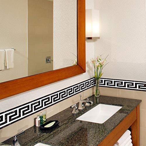 Soyizom PVC Wallpaper Border Modern Geometric Wall Covering Borders Sticker Peel and Stick Wall Border Backsplash Self-Adhesive Border Decortaive Tile Stickers Kitchen Cabinet Toilet Border - Image 4