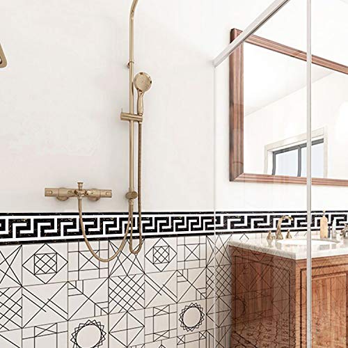Soyizom PVC Wallpaper Border Modern Geometric Wall Covering Borders Sticker Peel and Stick Wall Border Backsplash Self-Adhesive Border Decortaive Tile Stickers Kitchen Cabinet Toilet Border - Image 5